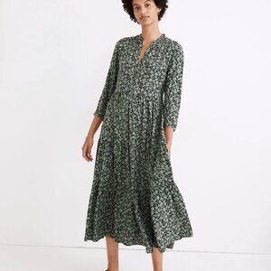 Button-Front Tiered Midi Dress in Fleur Field